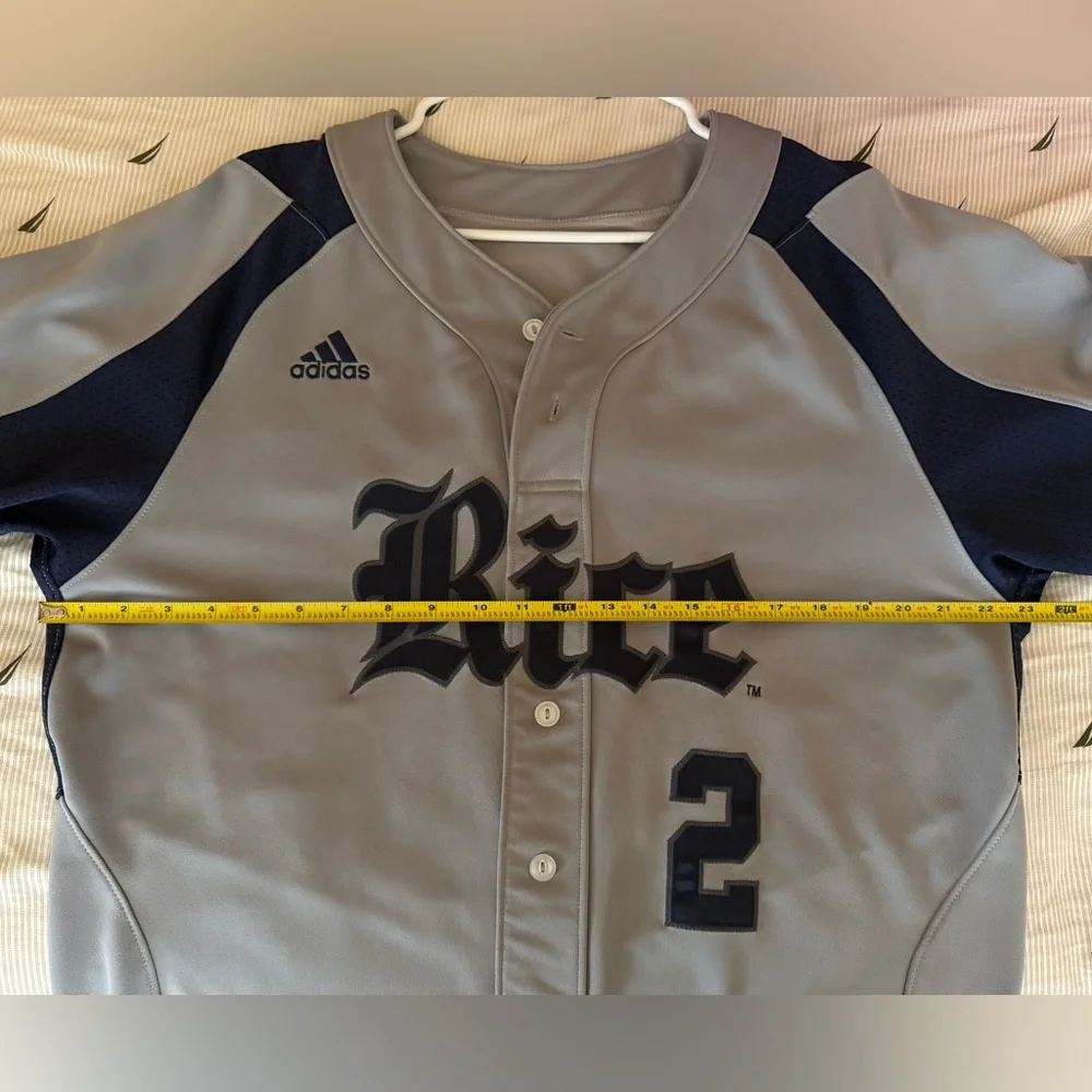 Adidas Baseball Jersey Texas Rice University Owls Grey Gray Navy Official